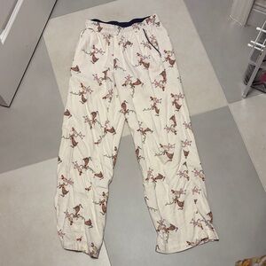 American Eagle Outfitters Kids Cream Pajama Pants with Brown and Pink Print